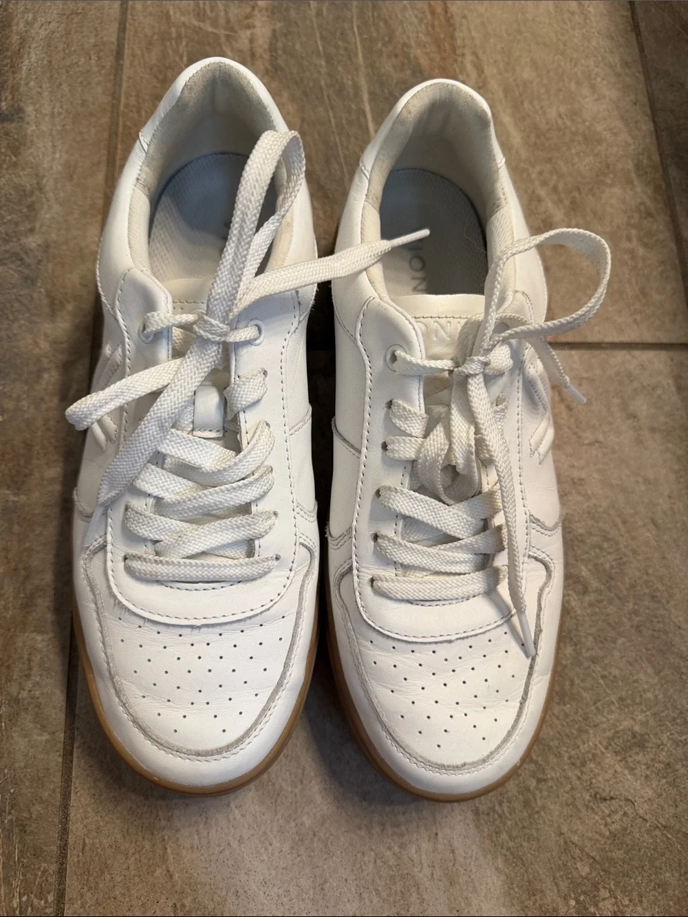 Vionic White Leather Sneakers with Gum Sole